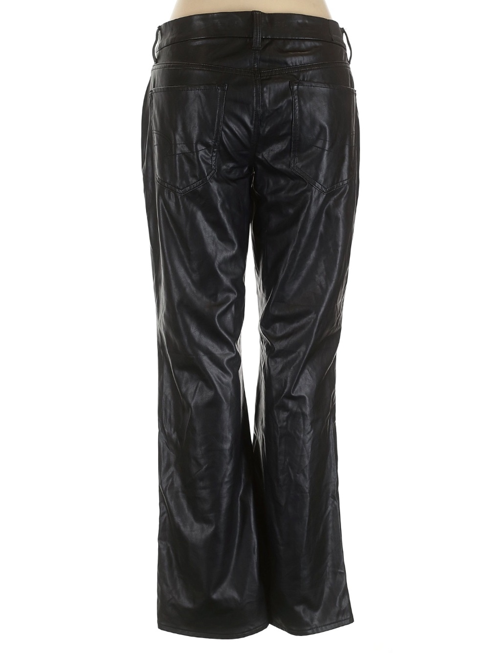 American Eagle Curvy Classic Faux Leather Bootcut Pants Black Size 14 - Picture 3 of 5